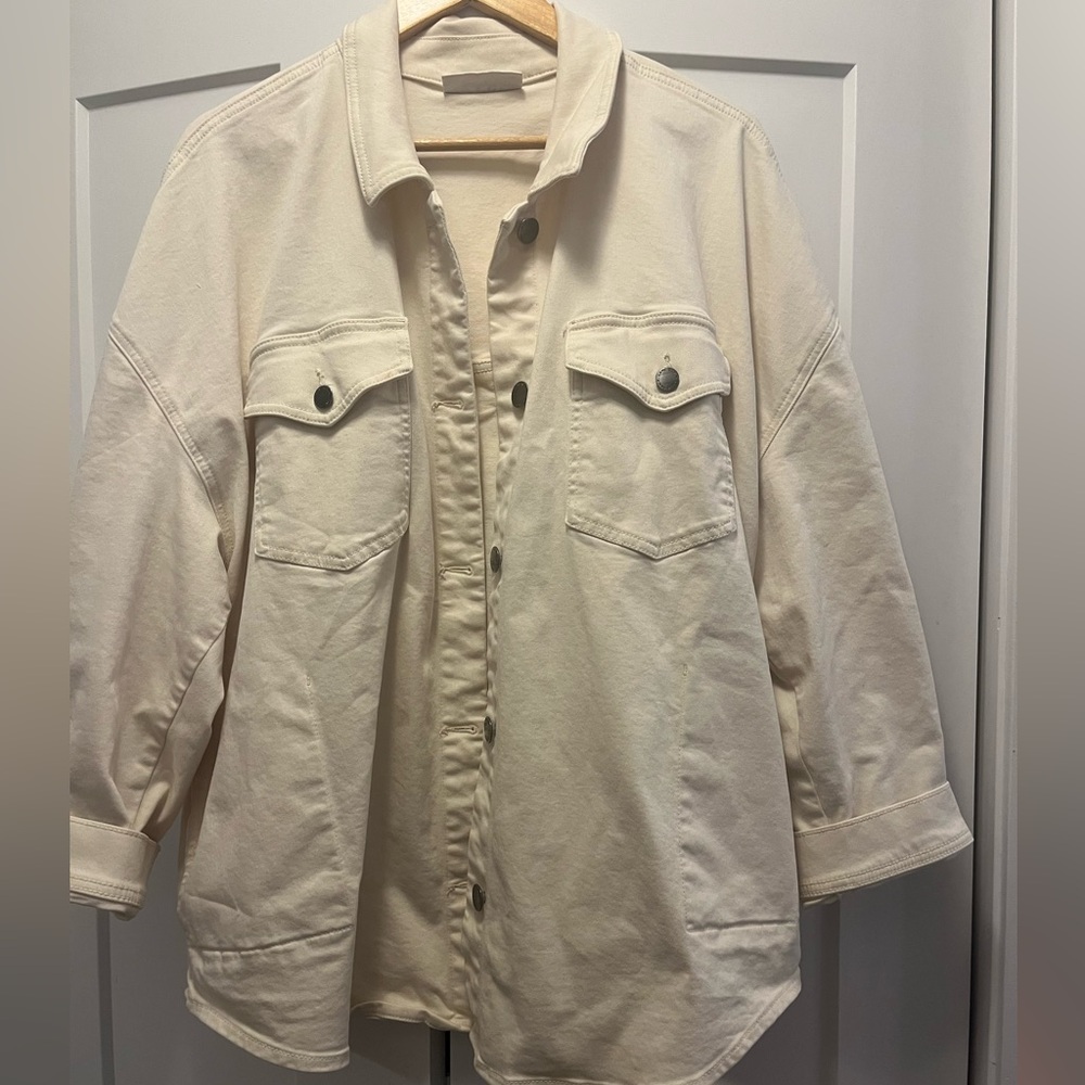 Lane Bryant Cream Oversized Shacket Jacket